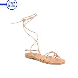 CIEL Rose Gold Handmade In Greece Leather Christiana Ankle Wrap Sandals